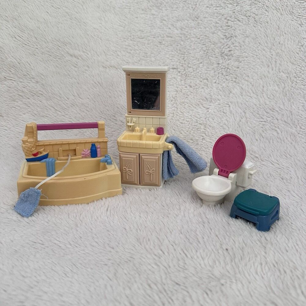 Vintage Fisher Price Loving Family Dream Dollhouse Bathtime Fun Set 1999